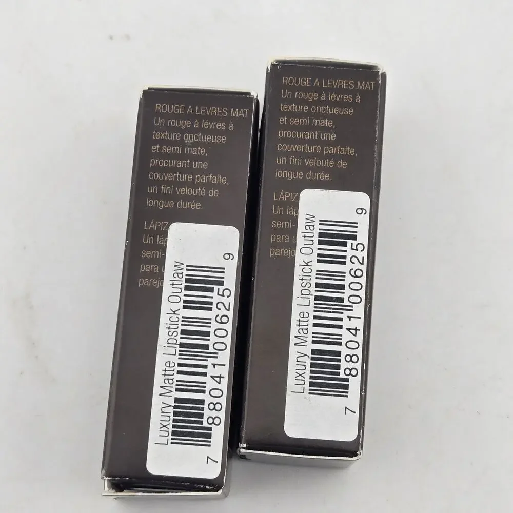 IMAN Luxury Matte Lipstick OUTLAW Set Of 2 Full Size 0.13oz Semi-Matte New